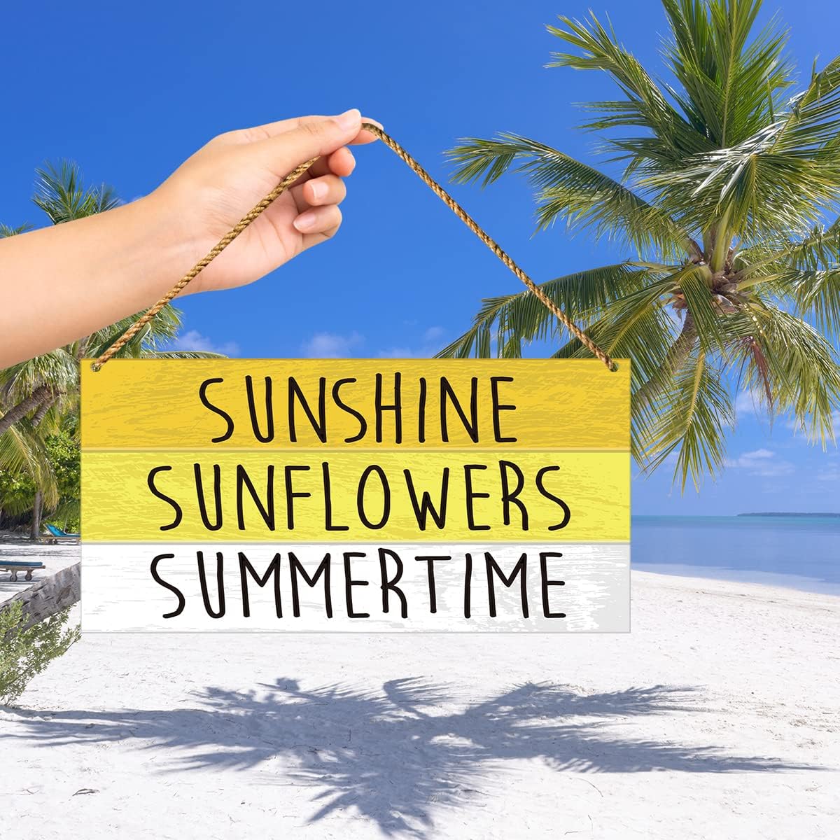 Hello Summer Sign Decor for Front Door, Sunshine Sunflowers Summertime, Summe Welcome Sign for Home Porch Decor Kitchen Dining Room Wall Art Summer Decoration for Home Office Bedroom Outdoor image 3