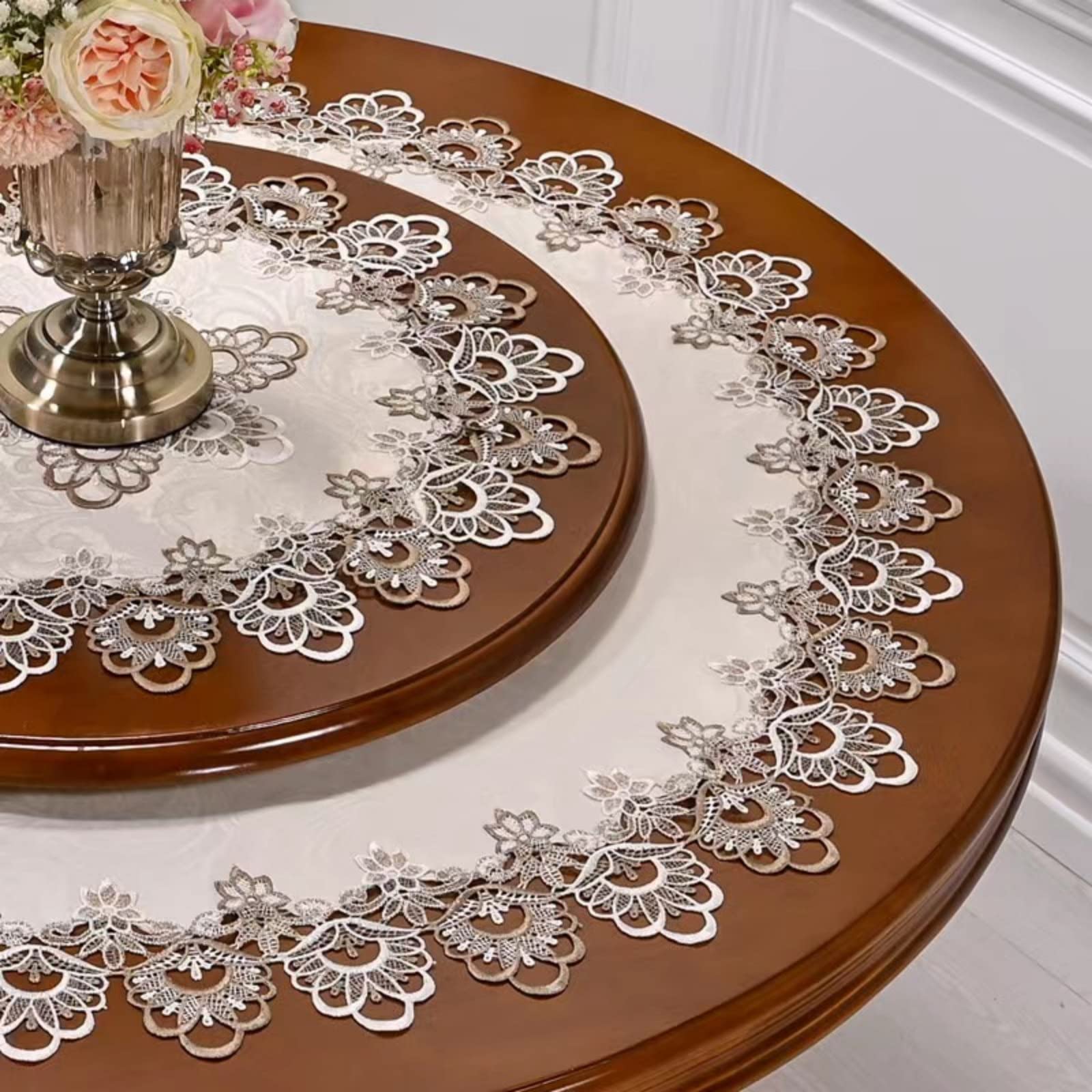 Amazon.com: ZMNSZBDBeige Embroidered Lace Tablecloth Lace Coffee