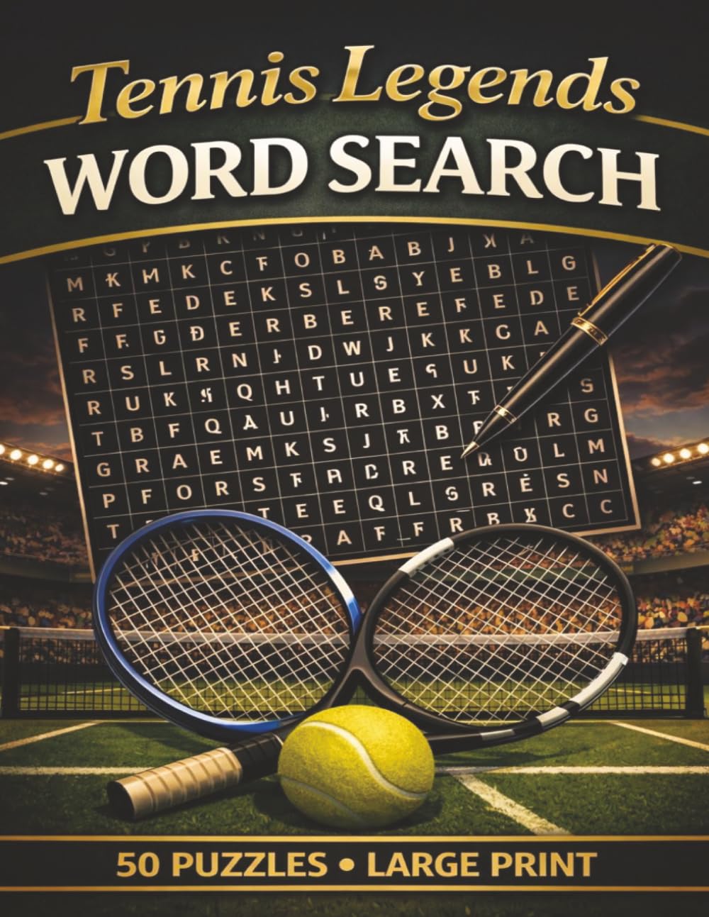 Tennis Legends Word Search: 50 Themed Puzzles Featuring Iconic Players, Grand Slam Moments, and Fascinating Facts in Large Print. Fun and Educational for Teens, Adults, and Seniors!