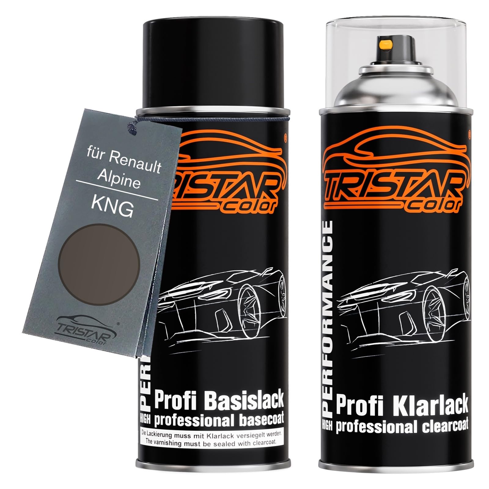 TRISTARcolor Peinture Voiture Kit Bombes De Peinture 2K Pour Renault/Alpine 20525 Gris Metallic Peinture De Base 2 Composants Vernis Clair Aérosol