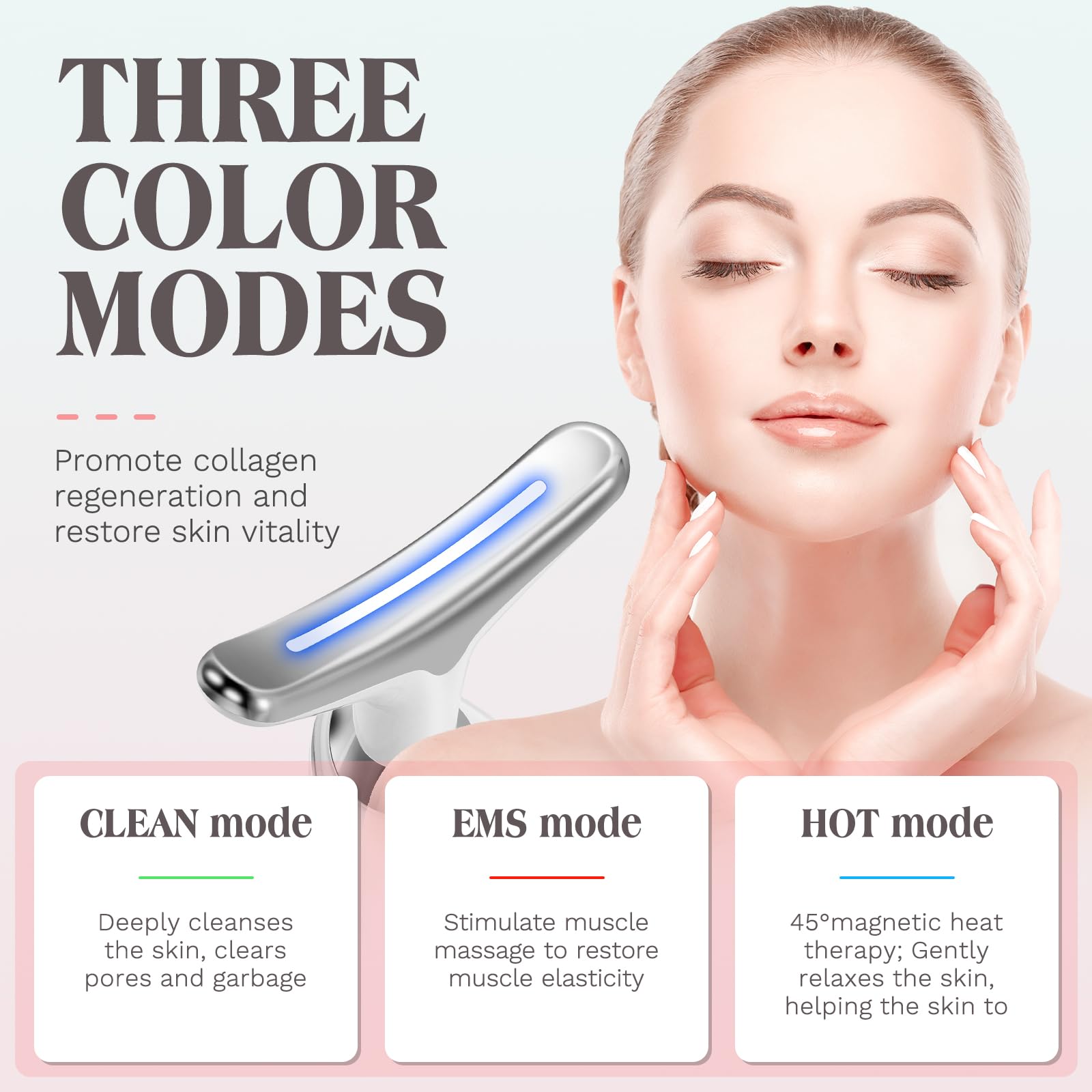 Dispositivo di Bellezza Antirughe, Lifting Massaggiatore per il viso e il collo, Impacco Caldo a 45 ℃ Terapia, Anti Invecchiamento riduce il doppio mento, Rassodamento e Sollevamento Della Pelle