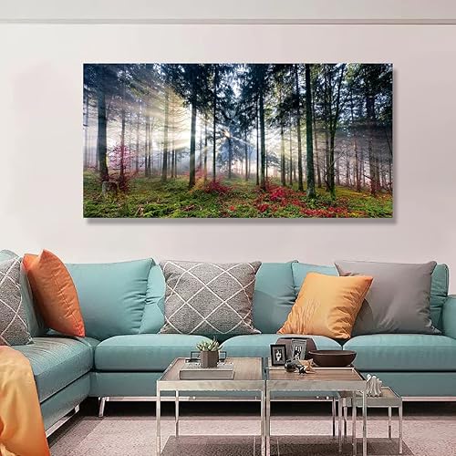 Miniatura 4 de Lienzo decorativo para pared, paisaje natural, árbol de amanecer, 30 x 60 pulgadas, decoración de pared para sala de estar, bosque, pintura de