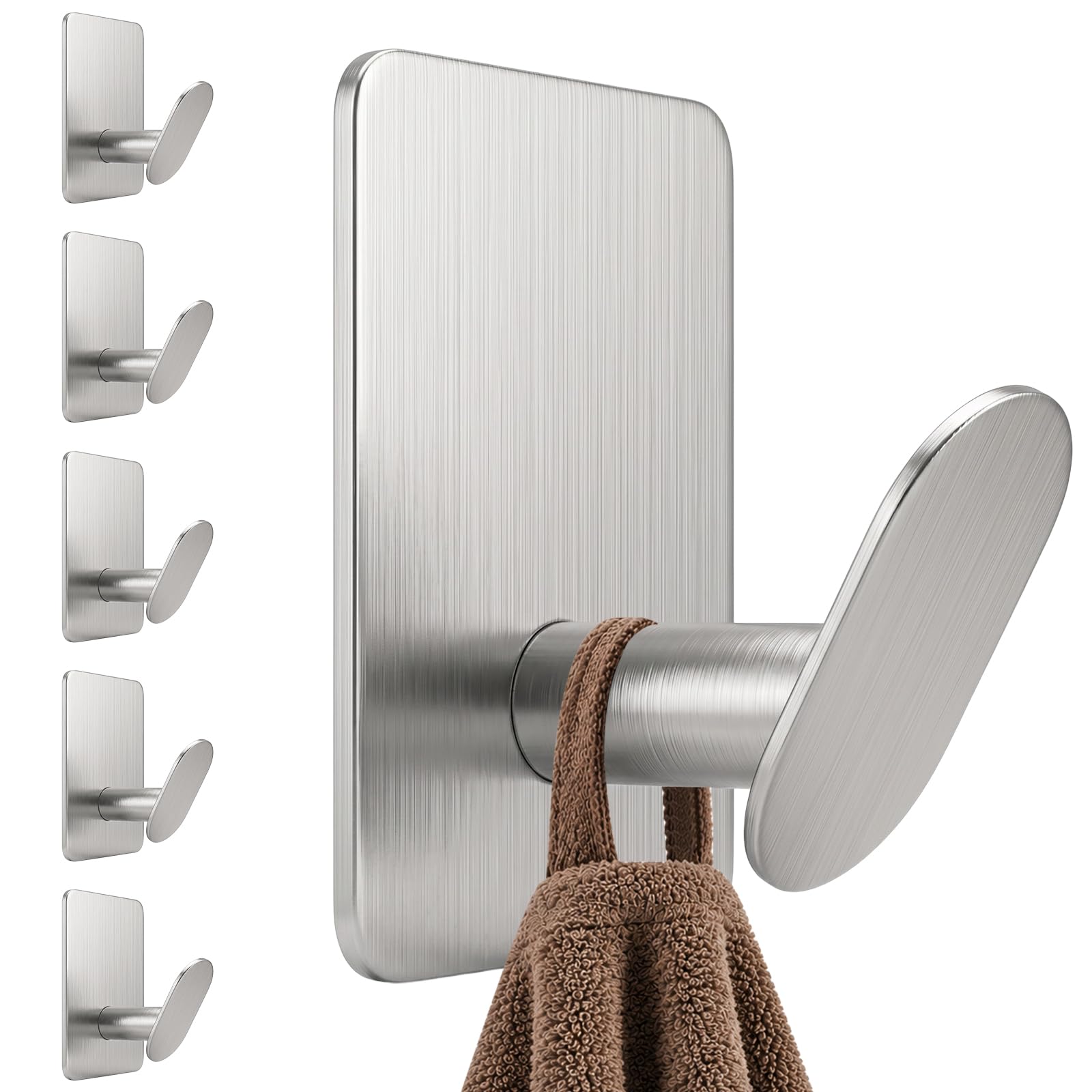 Aurathon Self Adhesive Hooks, Stainless Steel Sticky Wall Hooks No Drill