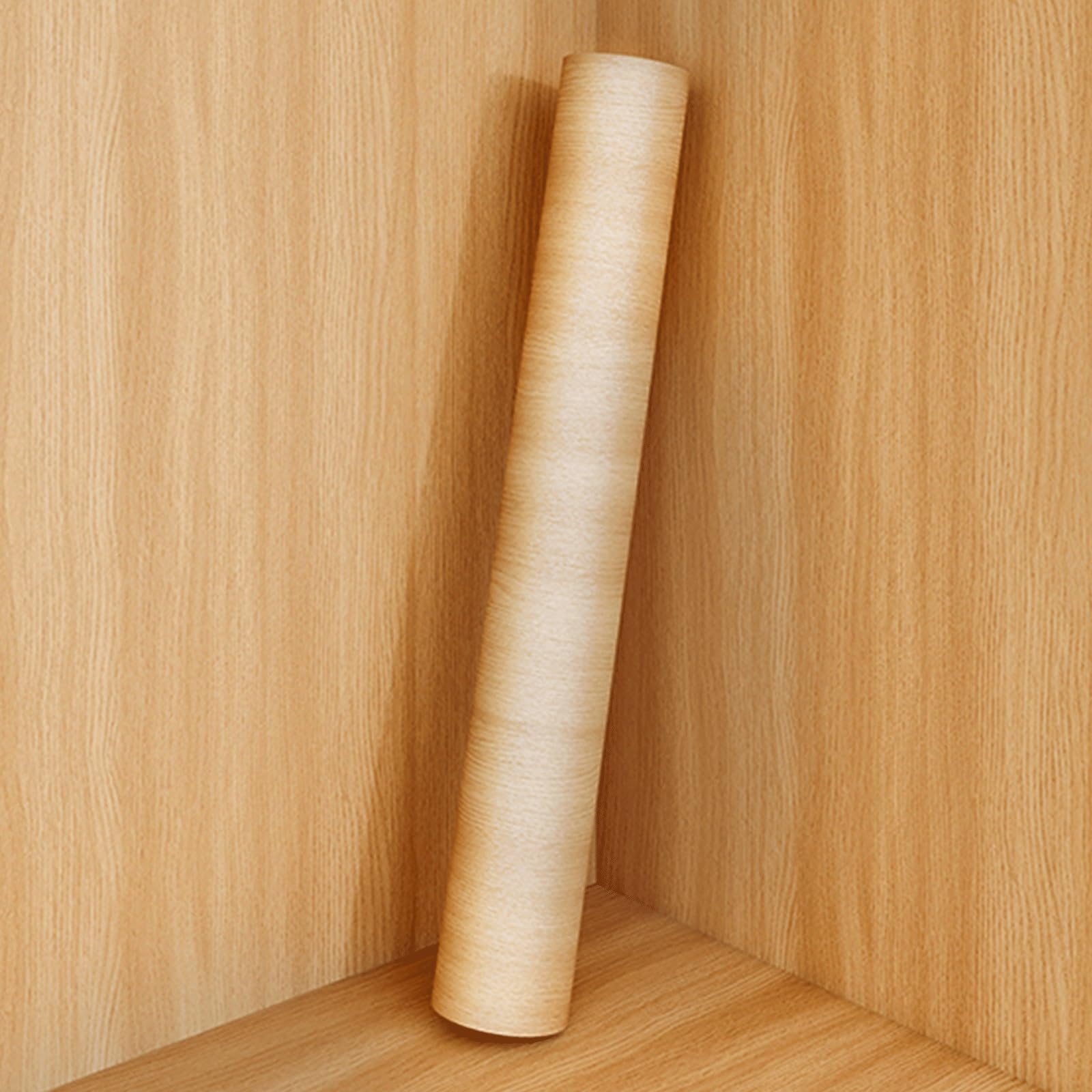 Papier peint adhésif grain bois clair kaki rouleau de 5m x 40cm pour meubles et tiroirs