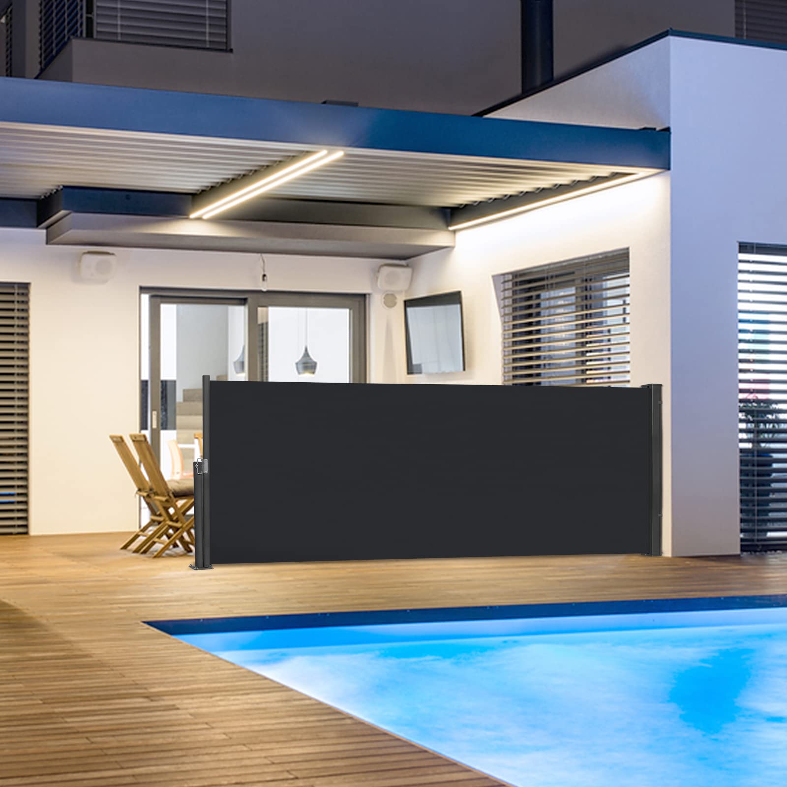 UISEBRT Seitenmarkise Ausziehbar 100 x 300 cm Anthrazit Sichtschutz Markise Sonnenschutz Windschutz für Balkon Terrasse Camping