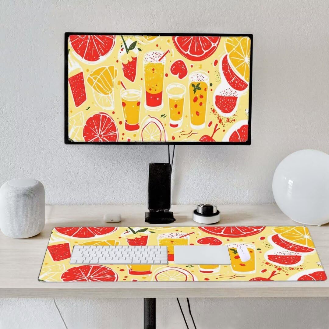 Alfombrilla de ratón 1400x600x3 MM, Alfombrilla Ratón XXL Extendida de Gran Tamaño con Bordes Cosidos, Base de Goma Antideslizante Almohadilla para Teclado, Frutas Coloridas S-1391