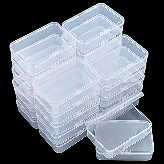 LJY24 Pieces Rectangular Empty Mini Clear Plastic Organizer Storage Box Containers with Hinged Lids (Transparent, 4.9 x 3.3 x 1.4 inch)