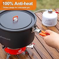 Vista 3 de Odoland Camping Cookware Mess Kit, Camping Cooking Pot Fry Pan and 1.1L Kettle Set, Portable Camping Cookware Set with Mesh Bag for Camping