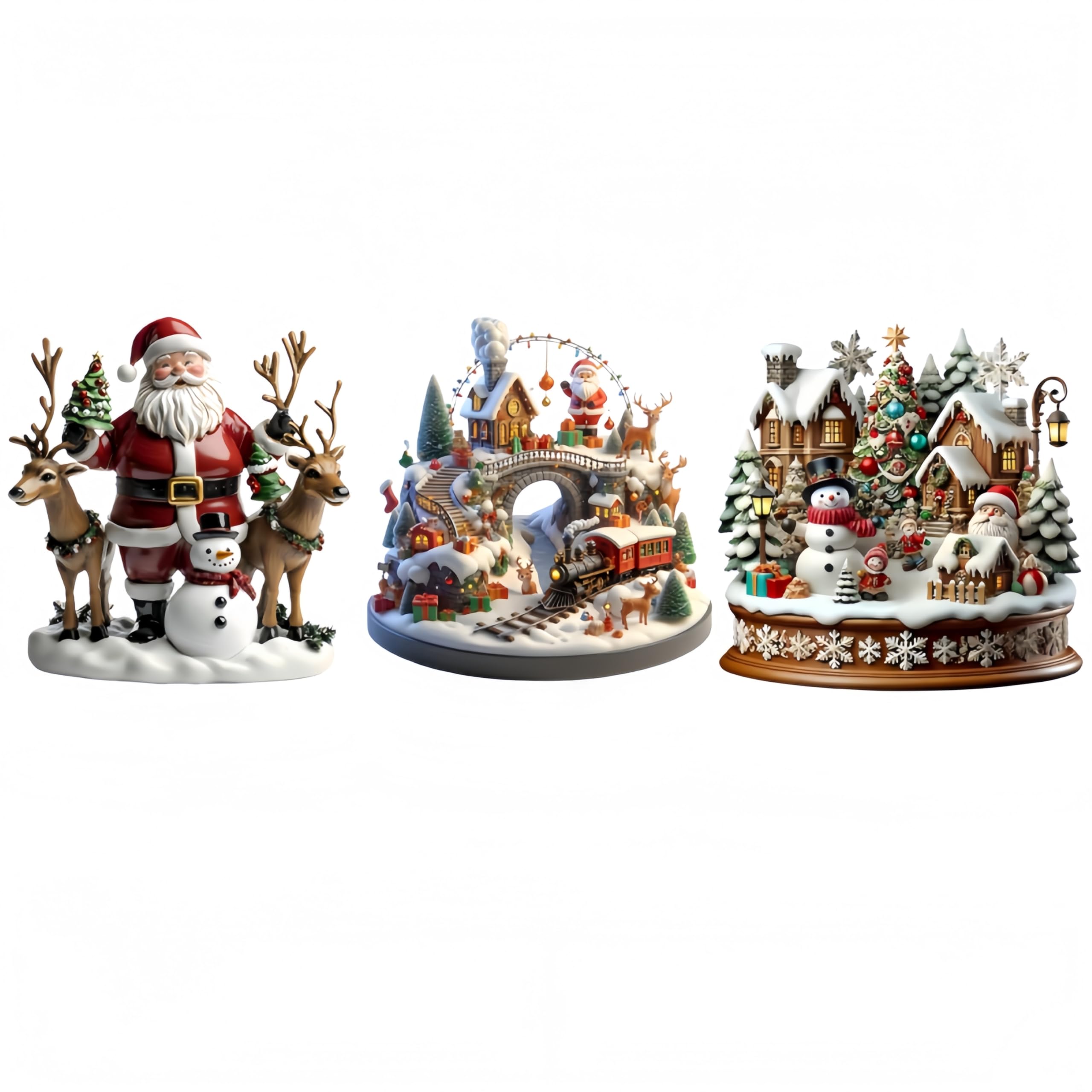 Décorations de Noël acrylique 2D Ornements de table Père Noël et renne plats