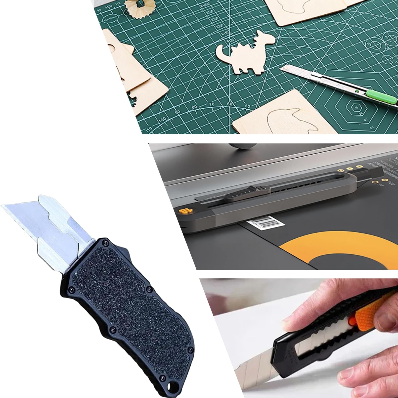 Utility Cutter Tool, Utility Cutter para artistas, cortador de boxeo retráctil ergonómico | Suministros de corte de manualidades, artículos de papelería multiusos para alfombras, falda de hojas