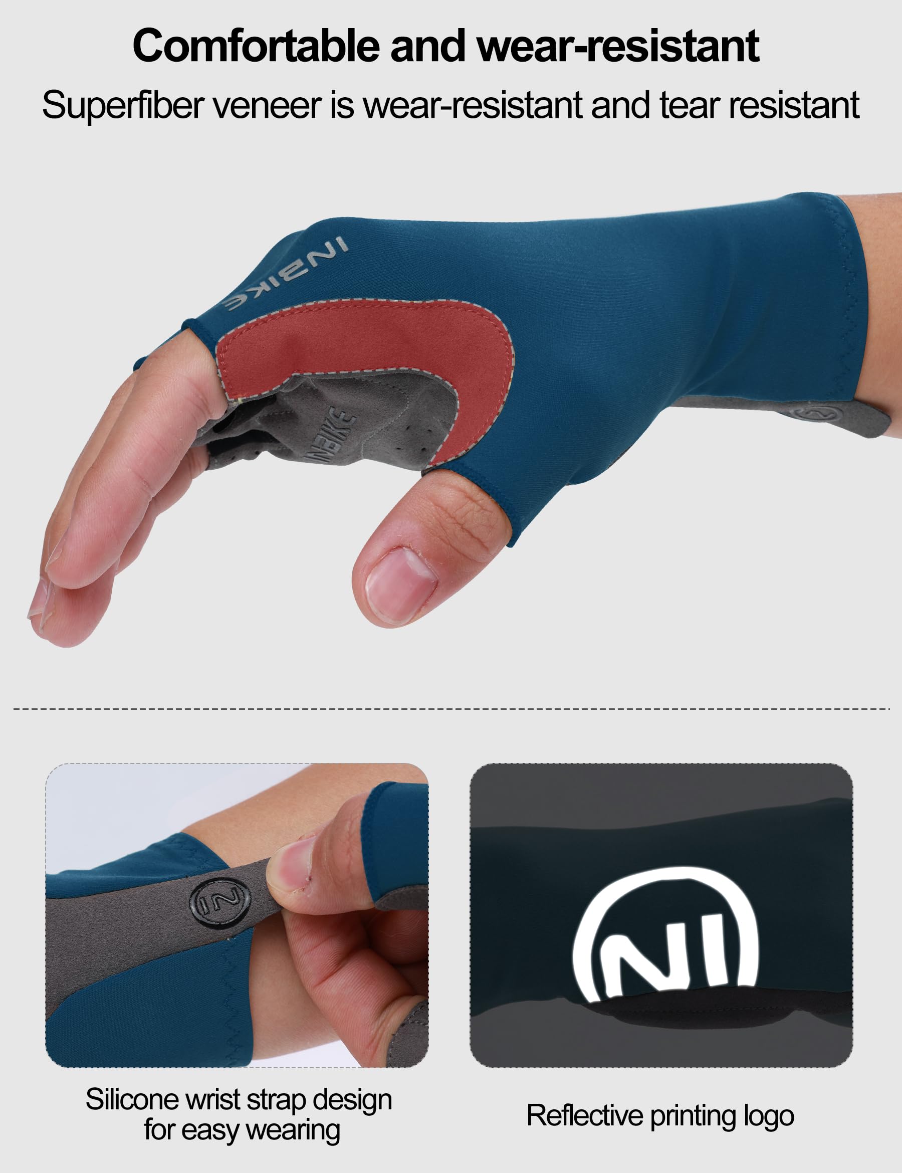 INBIKE Gants de Cyclisme d'été Courts Unisexe VTT Homme Femme Tissu Frais Léger Respirant Séchage Rapide Antidérapants Sport