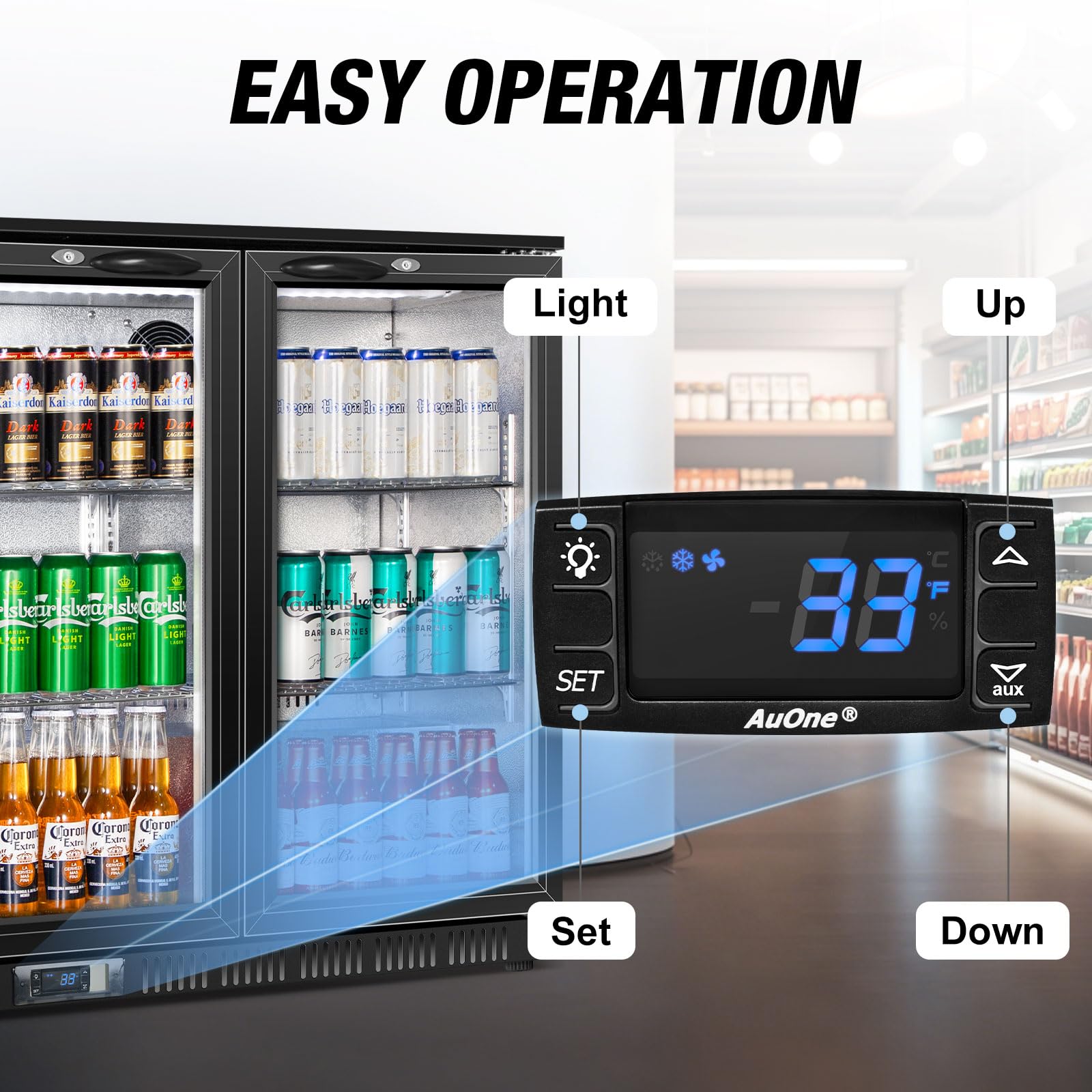 Velieta Beverage Refrigerator Drink Fridge, Back Bar Beer Fridge With 3 Glass Door, 35.5 In Height Beverage Cooler, Under Counter Refrigerator, Drink Cooler Undercounter Refrigerators, Outdoor Fridge on Fridge.com - View 6