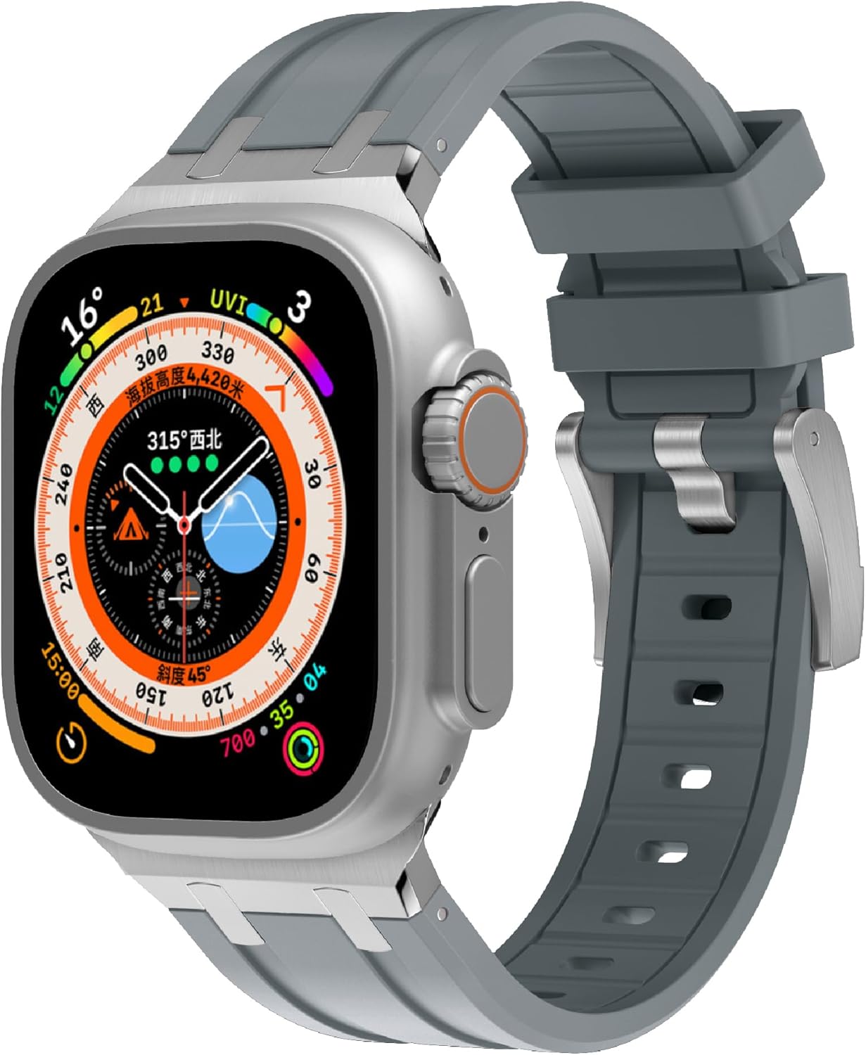 VeveXiao Luxury Designer Rugged Band Compatible with Apple Watch Ultra/Ultra2 Band 49mm 45mm 44mm 42mm, Silicone Strap Waterproof Replacement Band for iWatch Series 9 8 7 6 5 4 3 2 1 SE