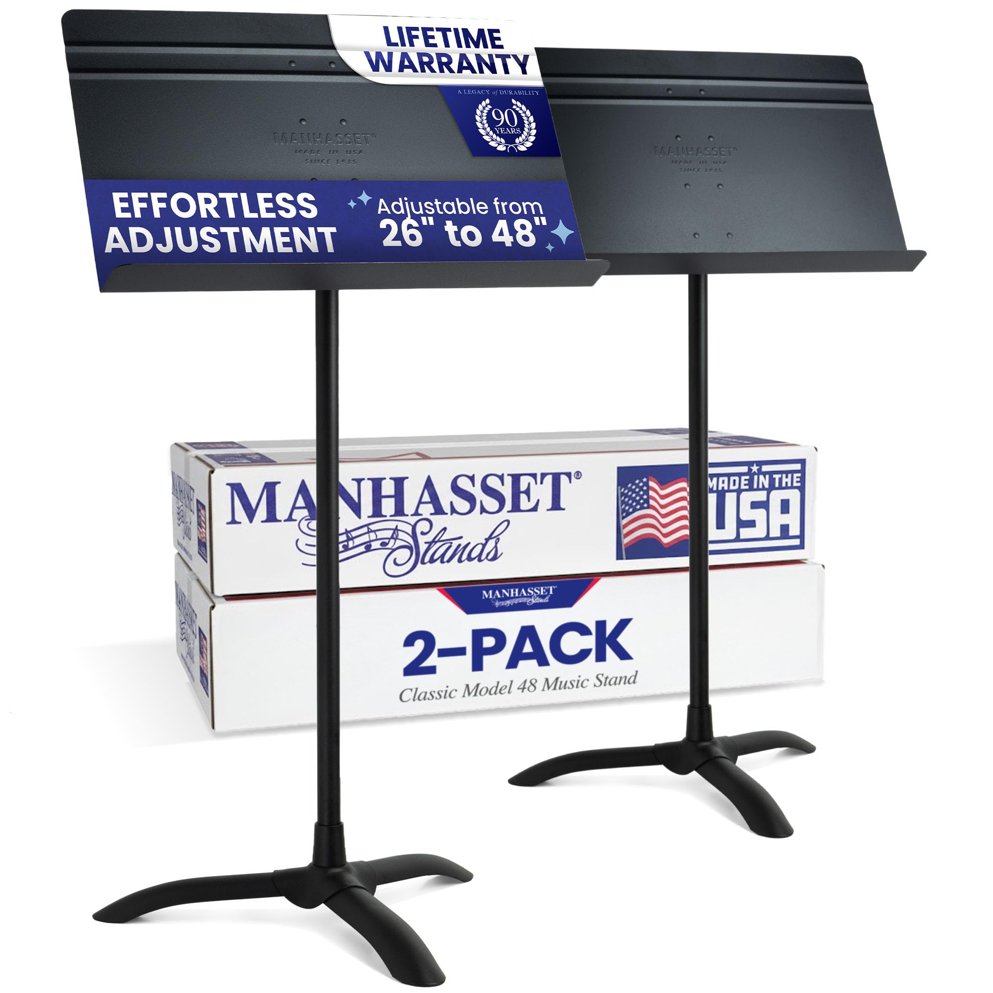 Manhasset 48 Symphony Music Stands for Sheet Music - Pack of 2