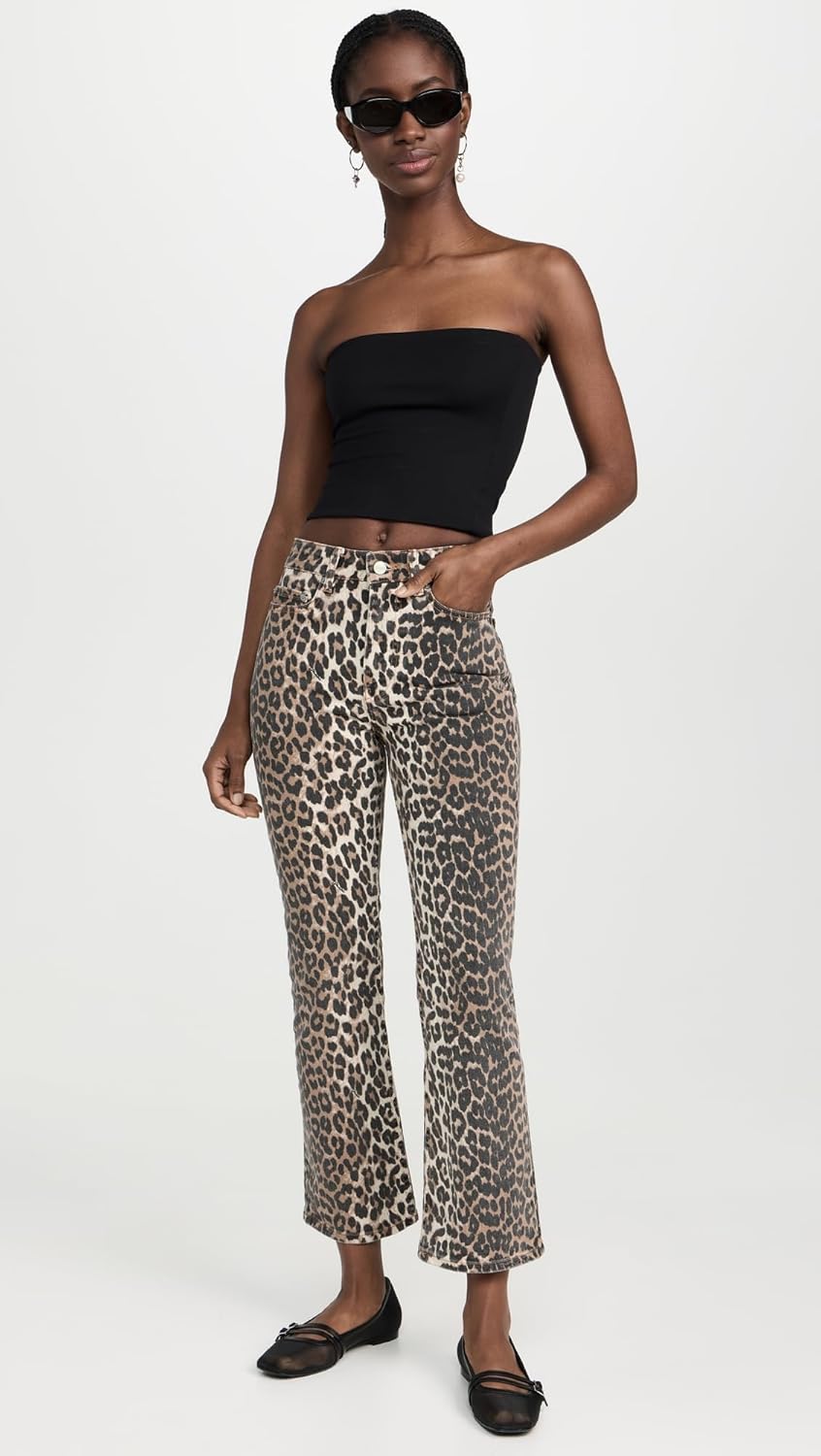 Ganni Women's Print Denim Betzy Cropped Jeans