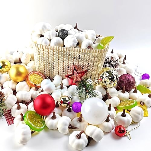 Miniatura 6 de TIHOOD 20 mini calabazas artificiales, decoración de calabazas de simulación de cosecha de otoño, decoración del hogar para Halloween, decoración de