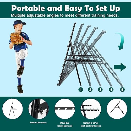 Miniatura 3 de LIANTRAL Red de rebote de béisbol, entrenador de rebote ajustable para fútbol, voleibol, sóftbol y lacrosse, rebote plegable portátil para práctica