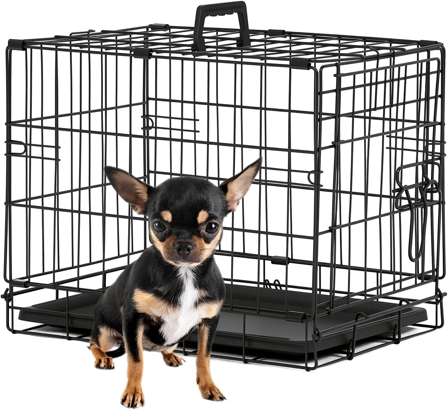 BestPet | Dog Crate | 18" | Black | Foldable Metal Kennel with Single Doors, Secure Slide-Bolt Latches, Leakproof Tray | Portable Dog Cage for Small Breeds | for Travel, Indoor & Outdoor Use Black 18"