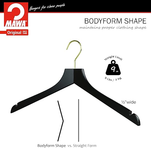 Miniatura 7 de MAWA por Reston Lloyd, colgador de madera europea, colgador recto de madera de haya con muescas en el hombro, gancho giratorio dorado, acabado