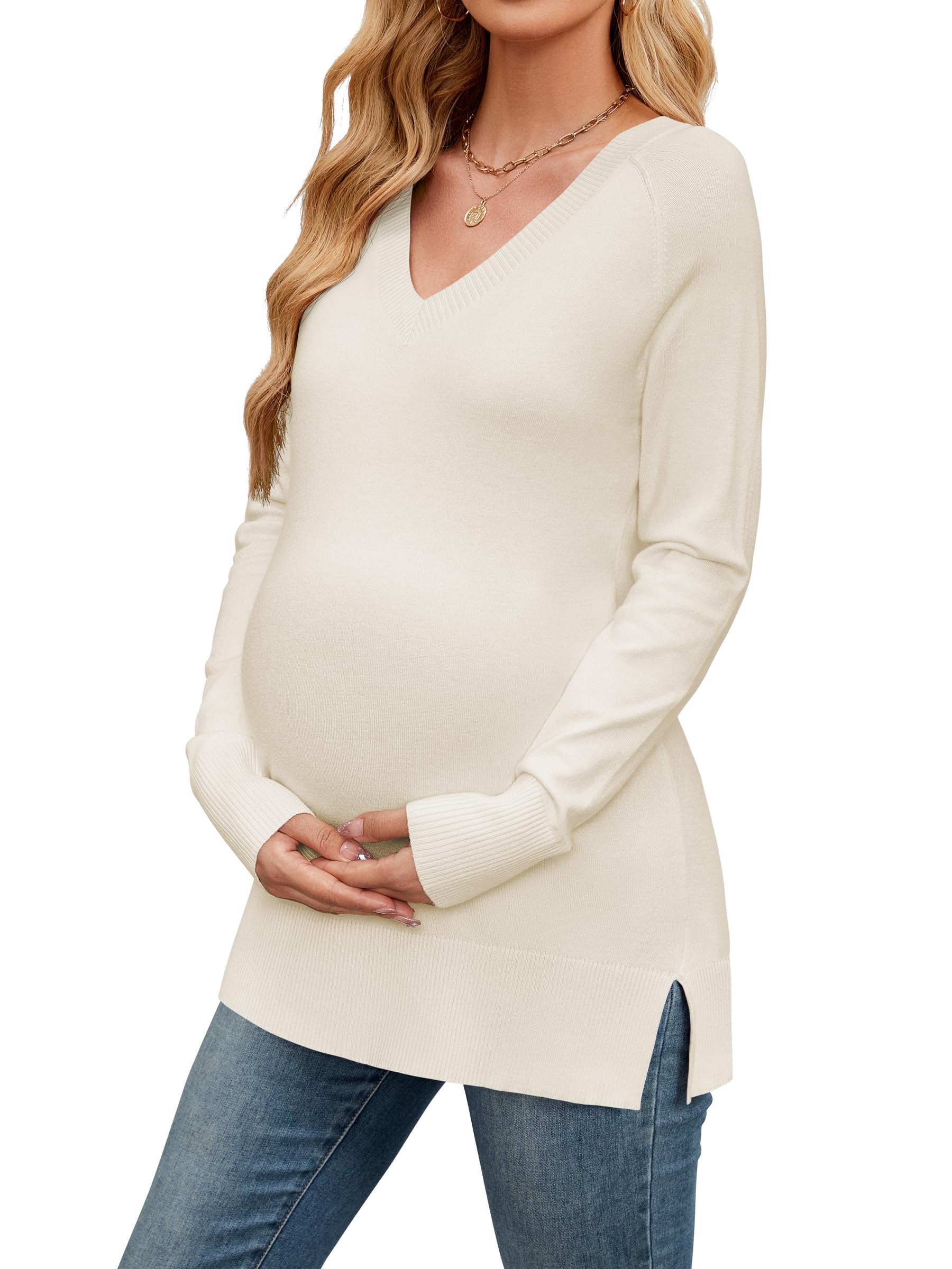 OUGES Split Side Maternity Top