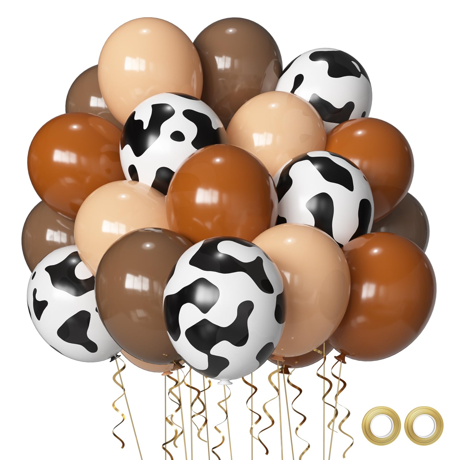Cow Print Balloons Set, 12Inch 60pcs Brown Cow Print Nude Brown Latex Balloons for Western Cowboy Farm Themed Bithday Baby Shower Party Decorations