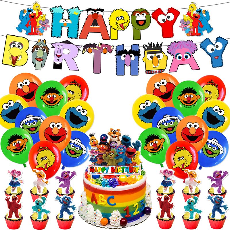 誕生日飾り付け キャラクター風船 バルーン バースデー飾り HAPPY BIRTHDAYバナー ガーランド アルミバルーン パーティー デコレーション 背景 おしゃれ 子供誕生日飾り 女の子 男の子 子供の日 : Toys & Games