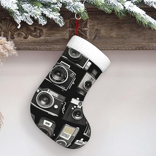 Christmas Stockings Personalized Christmas Decorations 18" Retro Cool Camera Collection Stockings for Christmas Classic Soft Plush Xmas Hanging
