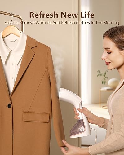 Miniatura 2 de Vaporizador de mano para ropa, 1500 vatios, 15 segundos, placa de cerámica de calentamiento rápido, boquilla de vapor, ropa de mano portátil 2 en 1,