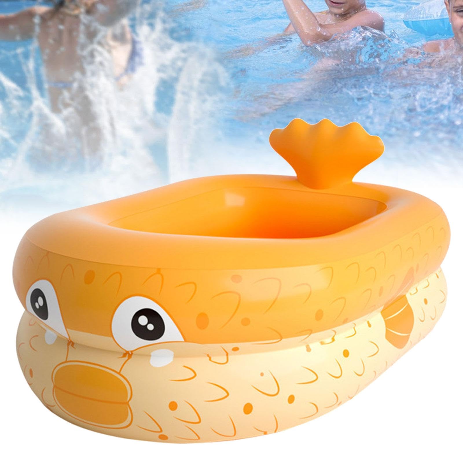 Piscina Gonfiabile per Bambini, Piscina con Giochi d'Acqua e Palline per Interni, Giardino e Cortile, 110 Cm Arancione