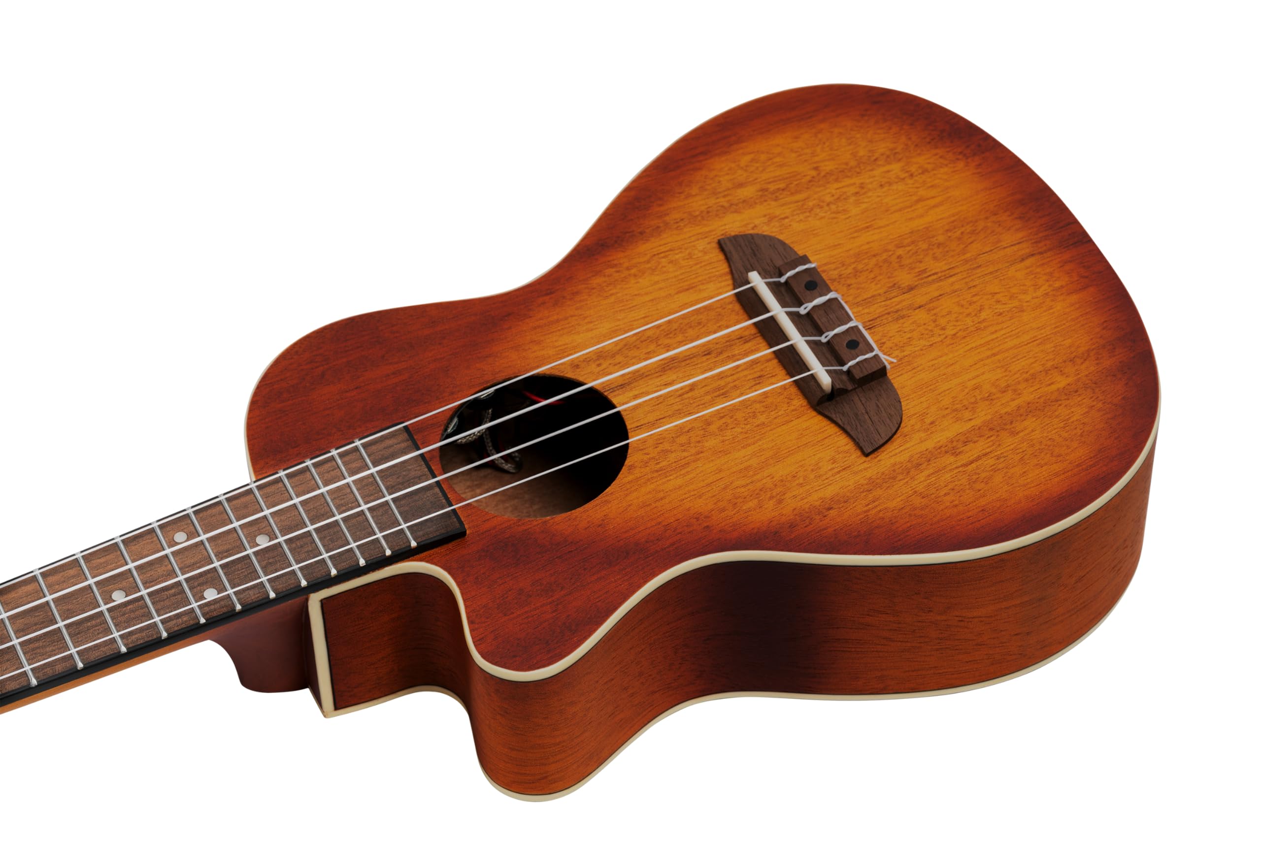 Ortega Guitars Ukulele Koncertowe Leworęczne – Elektro-akustyczne – Seria Earth – z Wycięciem – Okoume, Kolor Brązowy (RUDAWN-CE-L)