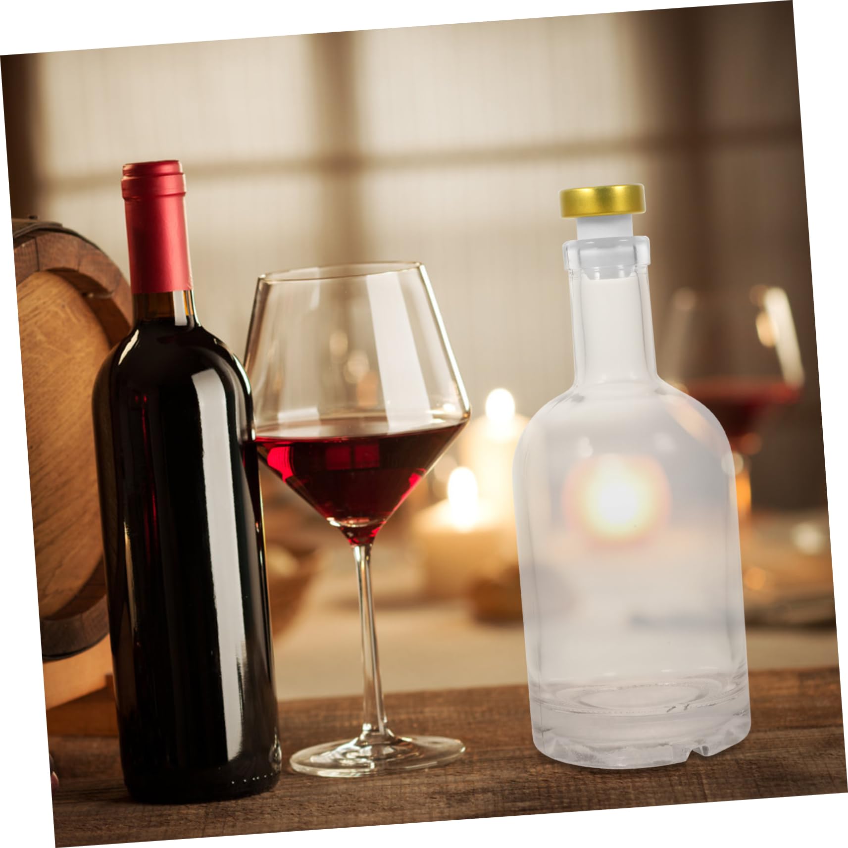 Unomor 2pcs Glass Wine Decanter Whiskey Drink Container Clear Bottles Empty Vodka Bottle Decanter Bottles Bottle Decanter Rum Wine Bottles Glass Bottle