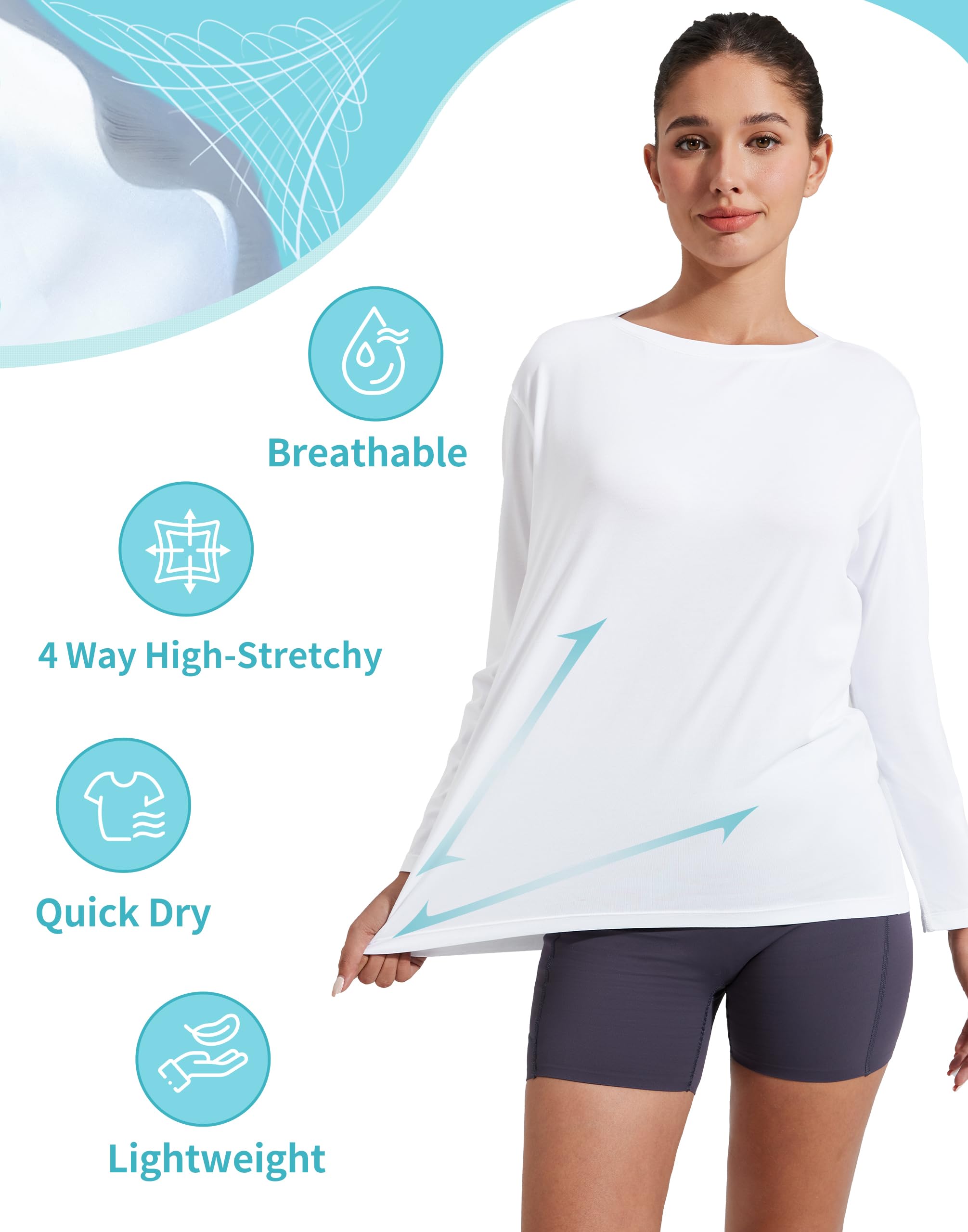 Pioneer Camp Camiseta deportiva de manga larga para mujer, mezcla de algodón, holgada, con