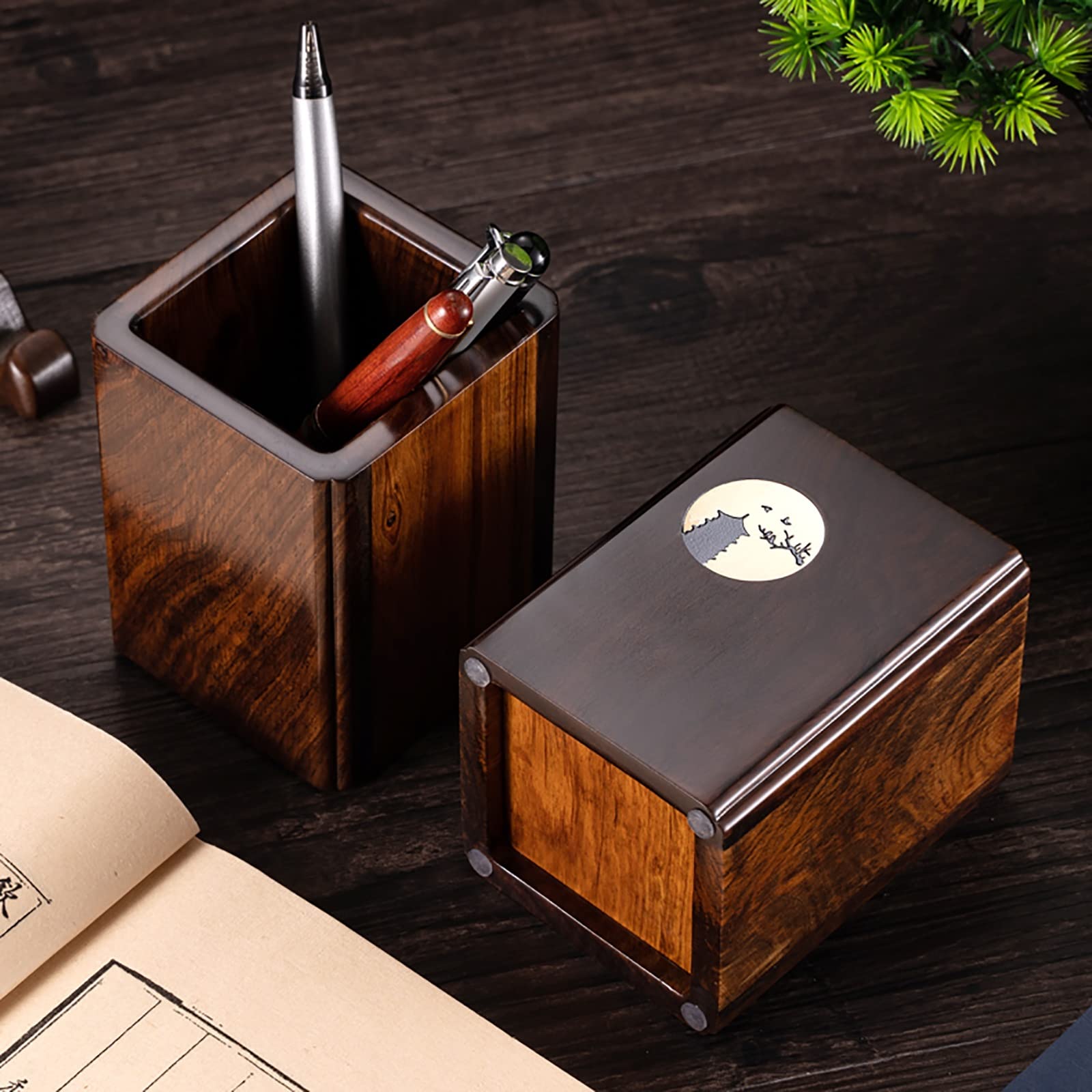 Bleistifttopf aus Holz Hölzerner Stifthalter Boss Office minimalistischer Stifteimer für Homeoffice