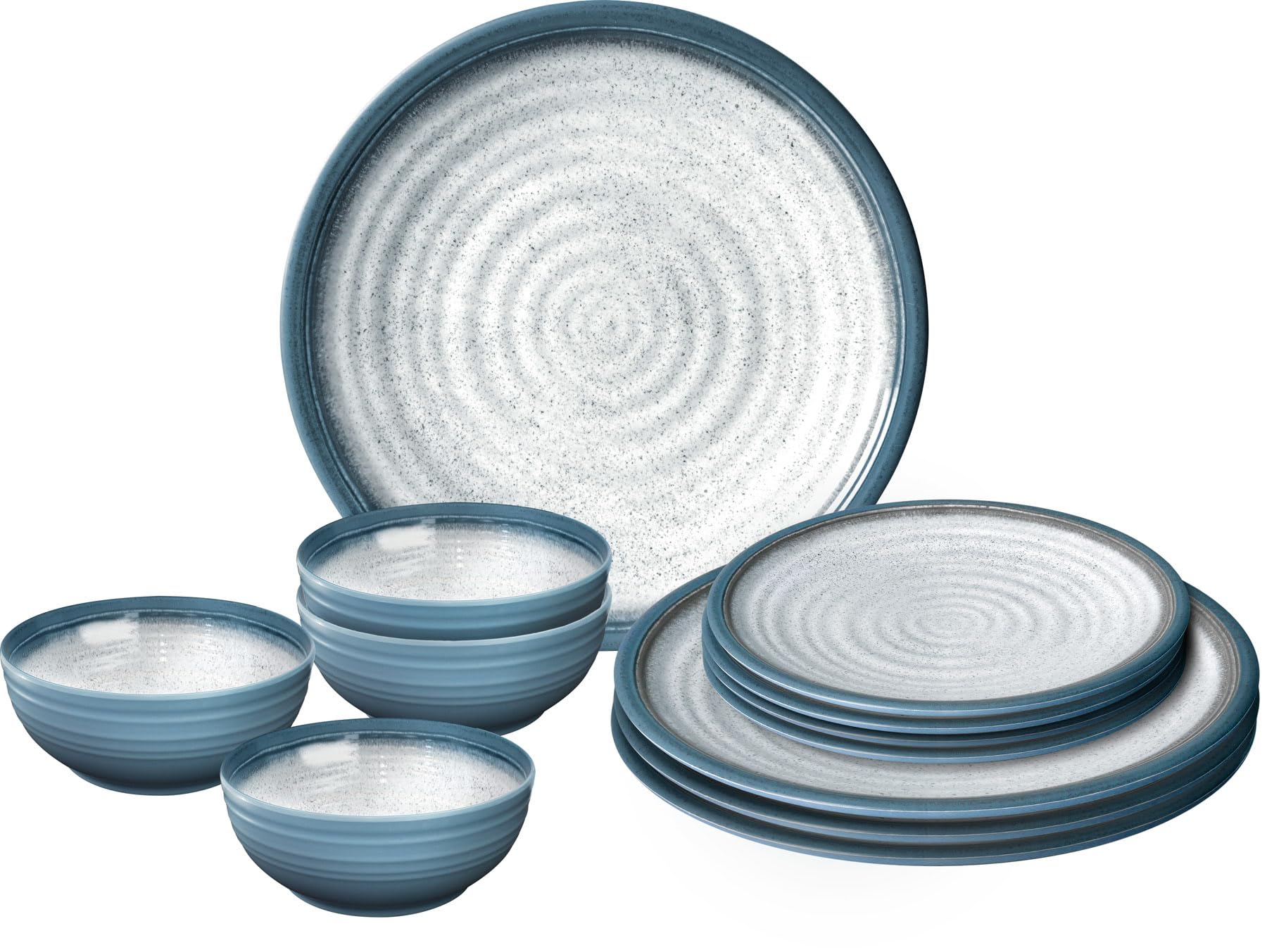 Brunner Stonetouch Melamine Caravan Dinner Set, Anti Slip Outdoor Tableware Set, Lightweight Break Resistant Plates Bowls & Mugs - Camping, Motorhome, Picnic Dining Set (Tuscany, 12 Piece Set)