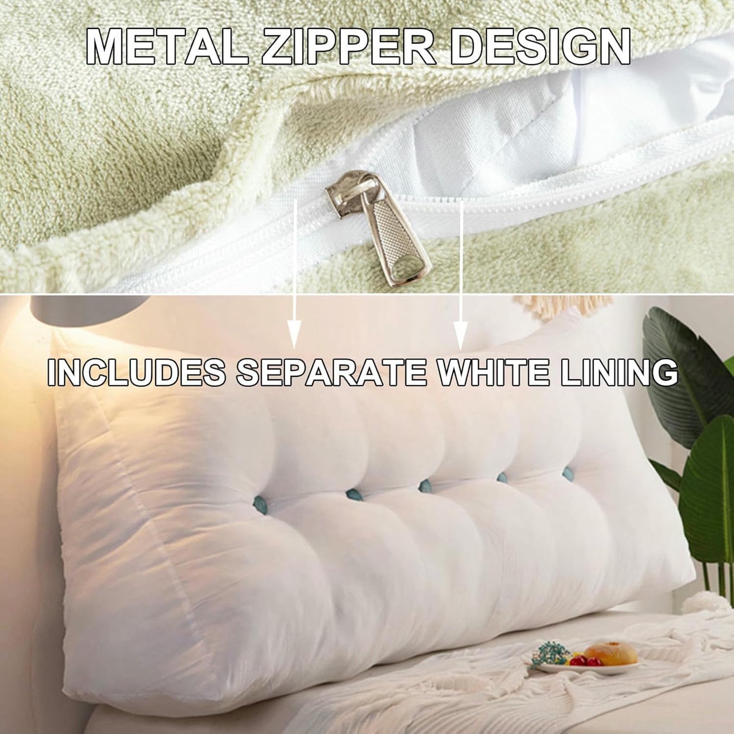 Fleece Wedge Headboard Pillow,Large Backrest Triangular Headboard Reading Pillow,Solid Color Positioning Support Bed Rest Cushion Removable Daybed Bolster Cover~/