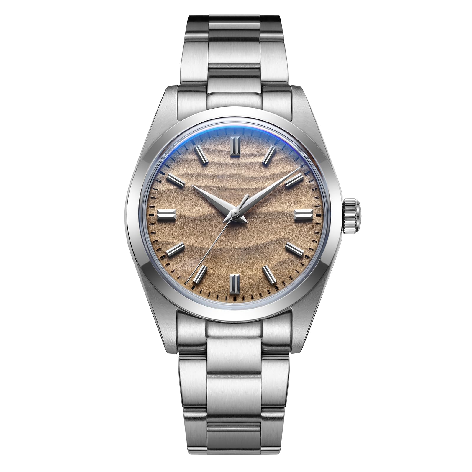 ADDIESDIVE Reloj analógico de 36 mm para hombre, reloj de cuarzo sencillo K1 Bubble espejo cristal 100 m impermeable con correa de acero inoxidable AD2030