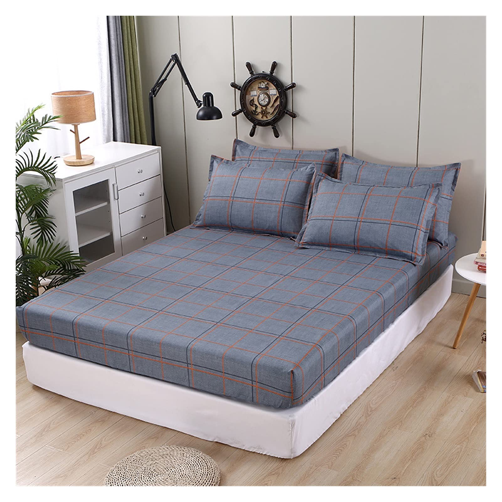 DSMYYXGS Linens 100% Polyester Fitted Sheet King Queen Size Bed Sheet Mattress Cover Printed Bedspread 150 No Pillowcase (Color : Huoli, Size : 2 pillowcase 48x74cm)