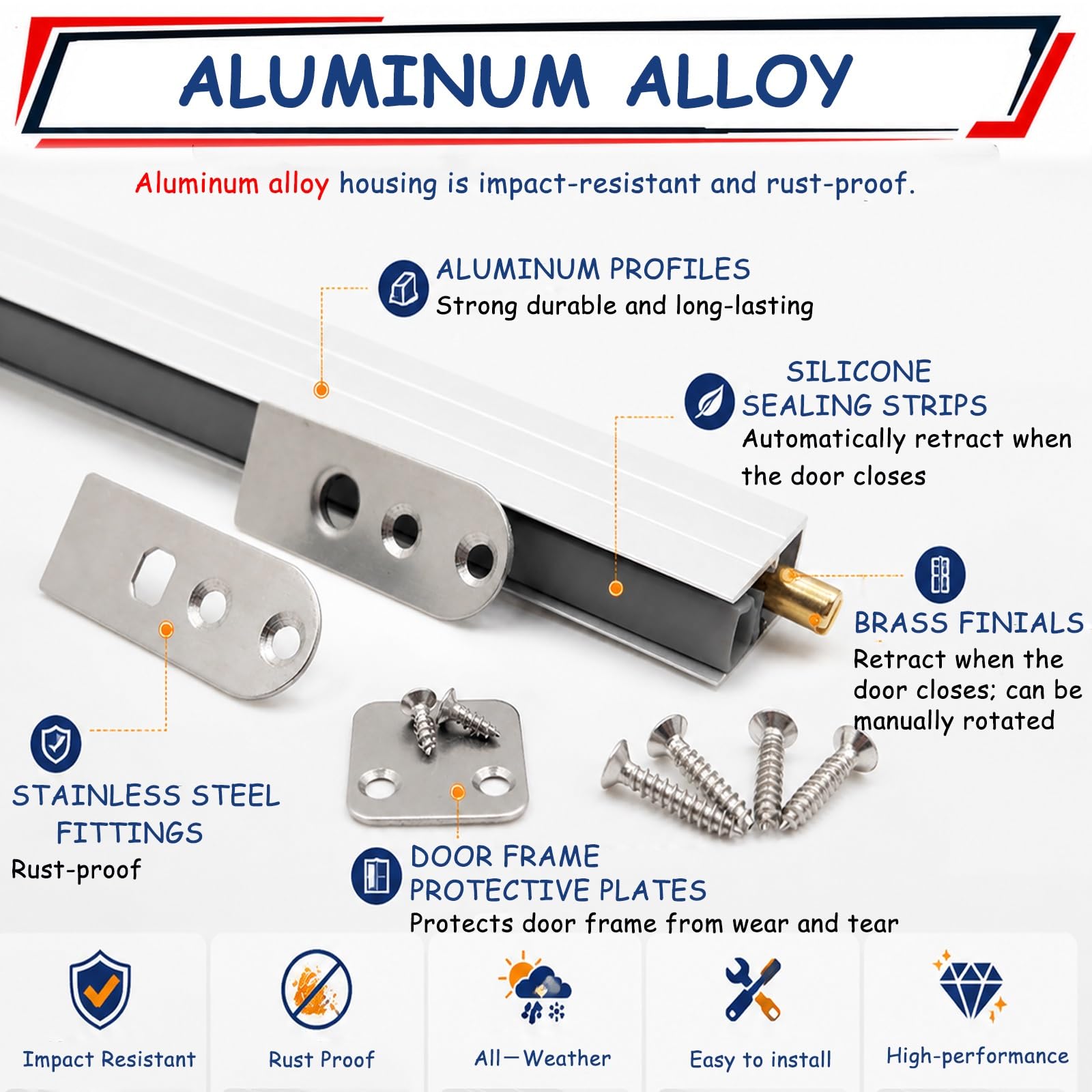 Automatyczna Uszczelka Drzwi Mosiężnym Spustem, Zamiatanie Dolnego | Aluminiowa Uszczelka Wpuszczana Do Drzwi Drewnianych, Dźwiękoszczelna I Wiatroszczelna (do Łazienki)(11 4/5 in(30cm))