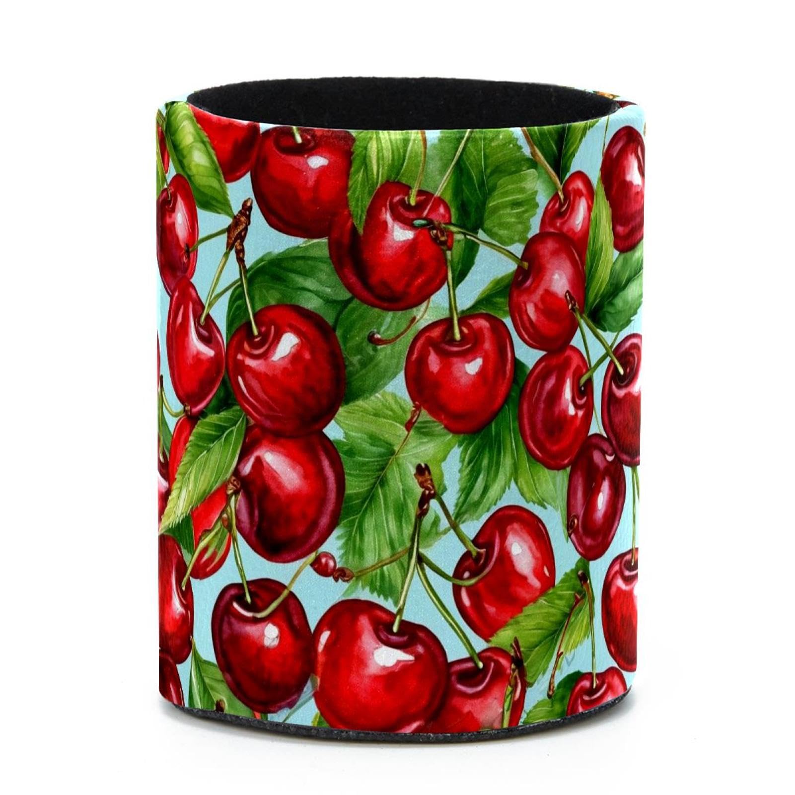VAPOKF Round Pencil Holders for Desk, Delicious Cherry Pen Holders Pen Pot Makeup Brushes Storage Desktop Stationery Supplies Organiser for Home Office