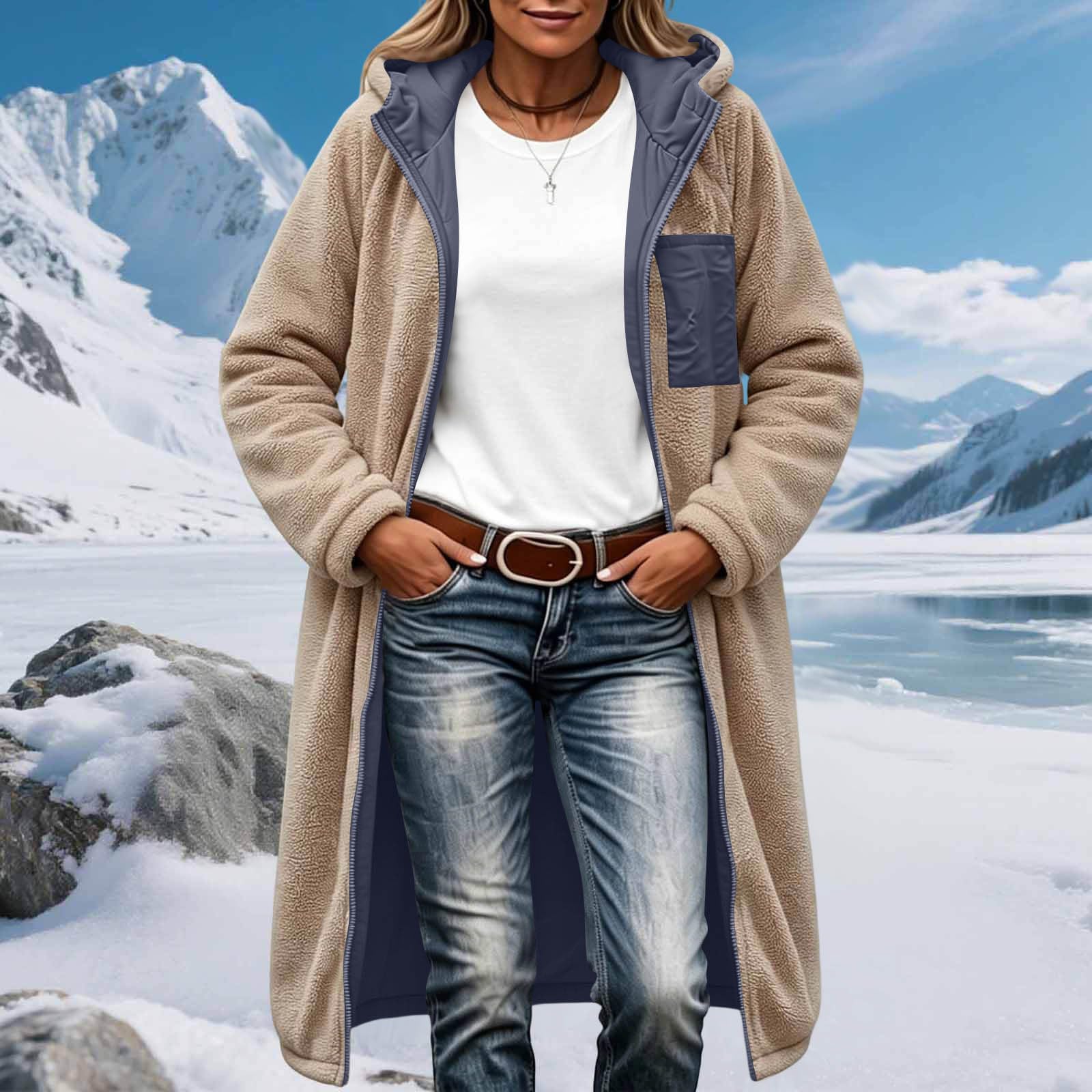 Cappotto da donna foderato in pile imbottito trapuntato giacca lunga
