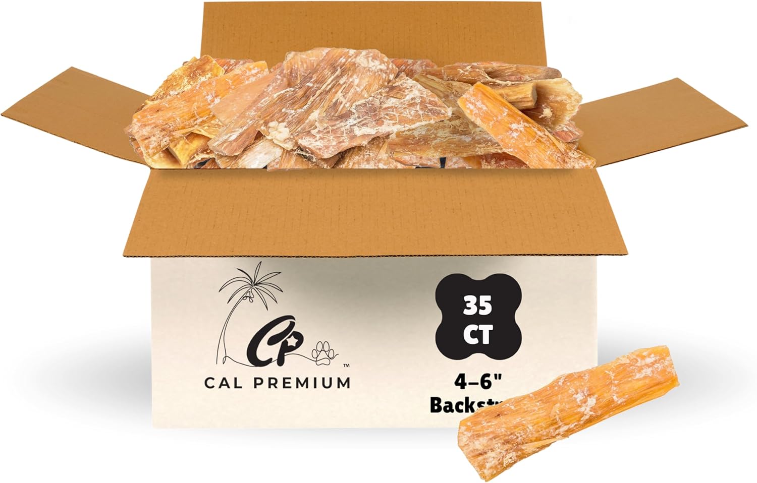 Natural Beef Backstrap Chews for Dogs, 4-6 inch, 100% USA Sourced & Made, Single Ingredient, High Protein, Healthy Long Lasting Chews - 35 Count (Package May Vary)