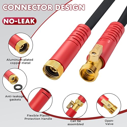 Miniatura 2 de Manguera de jardín no expandible de 100 pies, ligera, flexible, ultra ligera, resistente a las explosiones, sin plomo, antitorceduras, alta presión