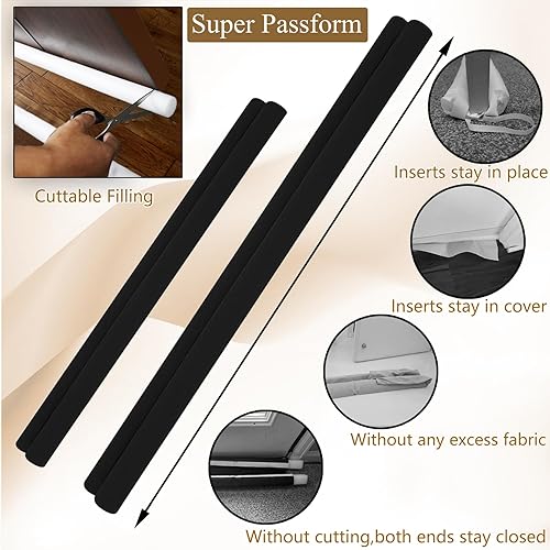 Miniatura 4 de JUJIBL Tope para debajo de la puerta de 32 pulgadas para un gran espacio de hasta 2 pulgadas, bloqueador de corrientes de aire para parte inferior