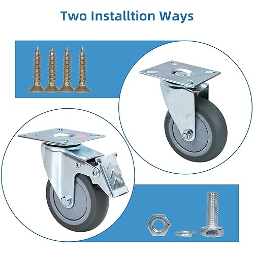 Miniatura 4 de Ruedas resistentes de 3 pulgadas ruedas giratorias de rodamiento bloqueables con frenos ruedas giratorias para muebles y banco de trabajo juego de 4