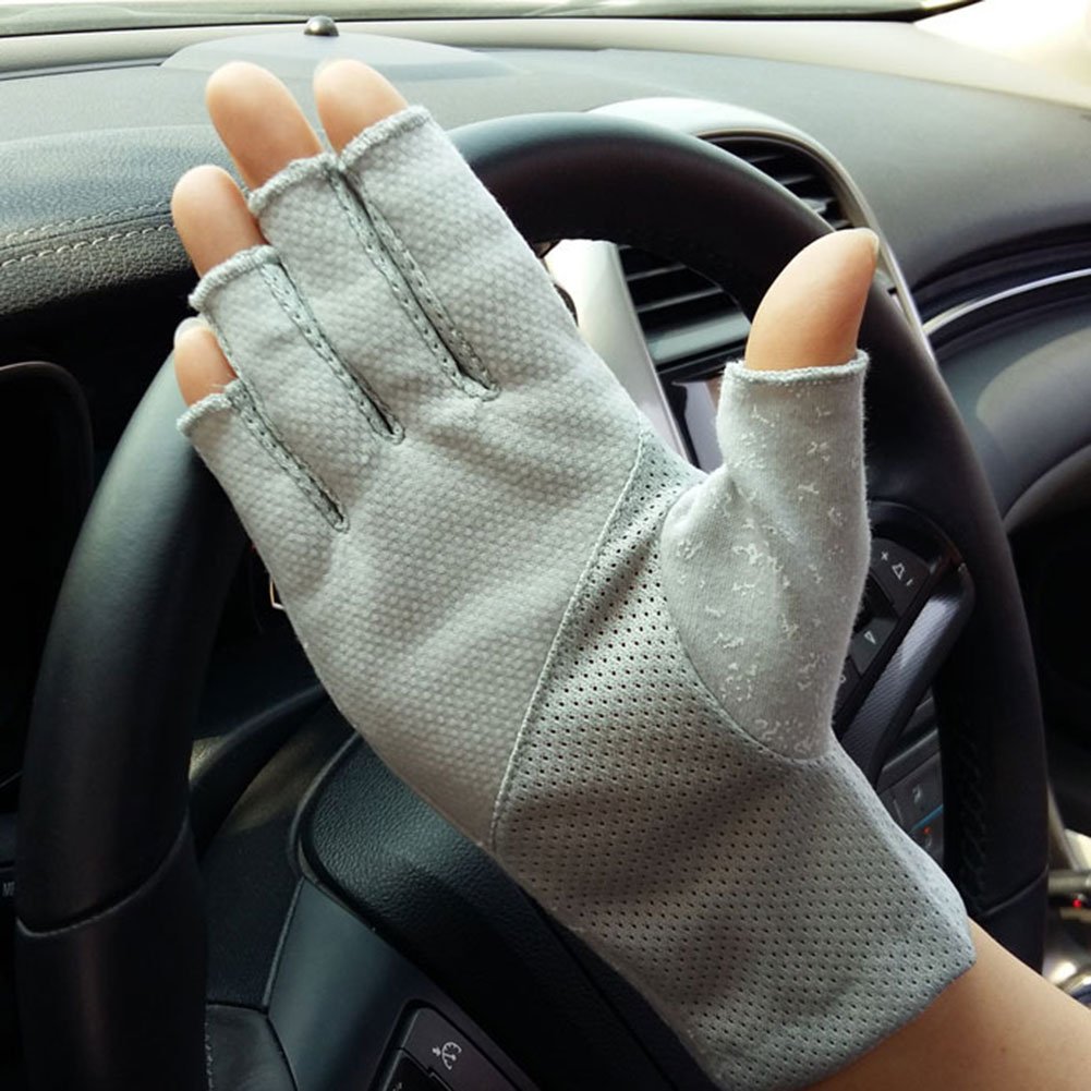 Femmes Dames Gants De Conduite Cyclisme Demi-doigts Maille Mitaines Coton Eté GYM Fitness Entraînement Moufles Silicone Respirant Court Protection Solaire Golves Sport Pour Vélo Moto Équitation Voyage