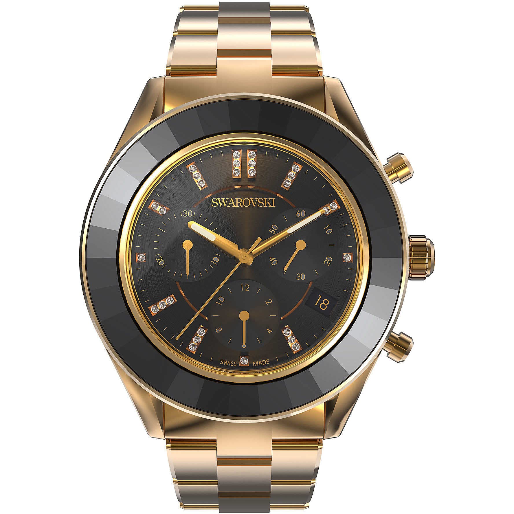 Swarovski Reloj Octea Lux Sport Brazalete de Metal, Negro, PVD Tono Oro Rosa