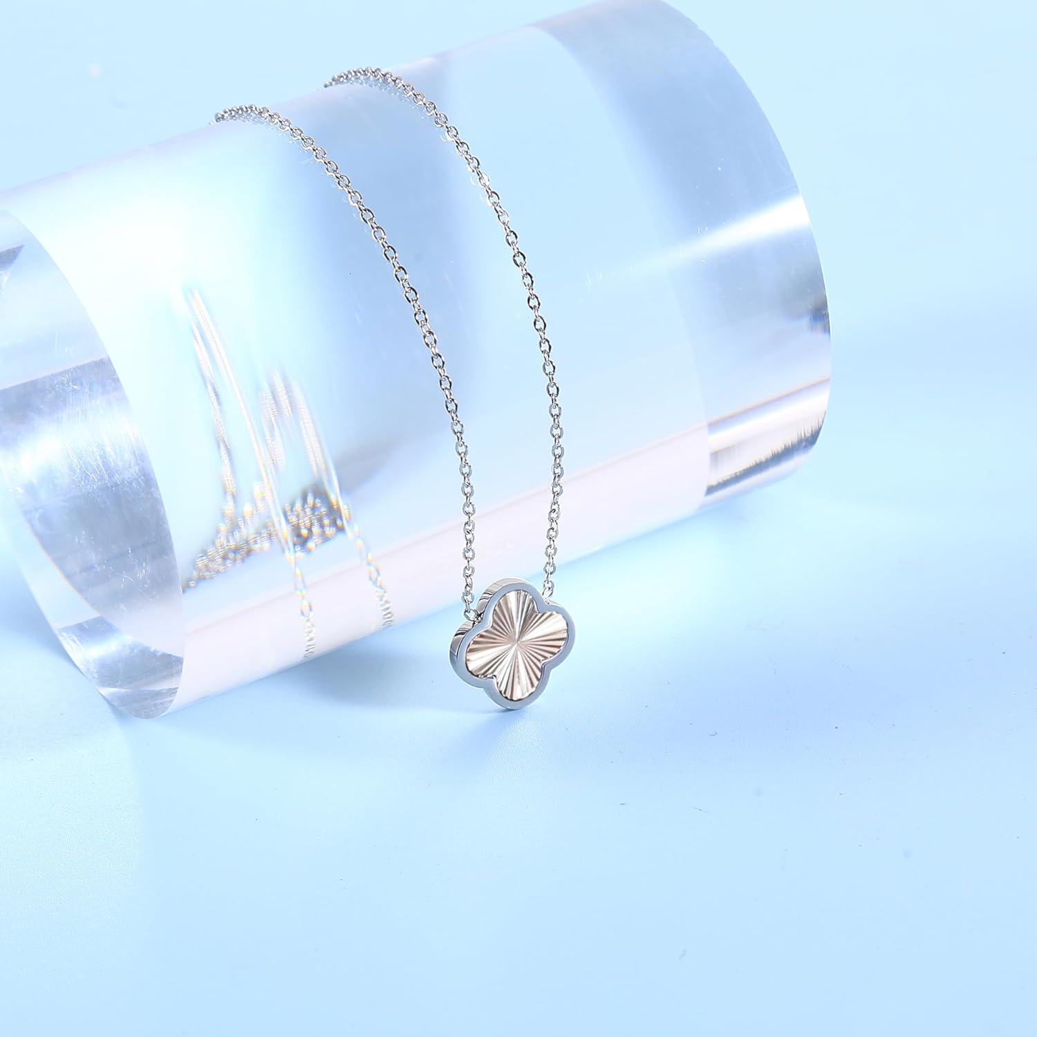 3 PC Set 18K Gold Plated Clover Necklace Bracelets Earrings Dainty Four Leaf Clover Bracelets For Women Clover Earrings Birthday Christmas Day Gift - Image 2