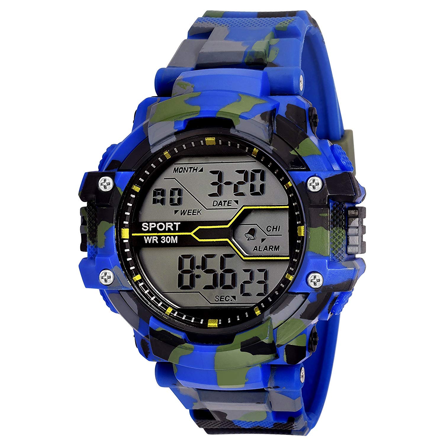 LORENZ Digital Multicolor Dial & Army Camouflage Blue Strap Sports Watch for Men | Watch for Boys- MK-3037-DG (B08425JWD9) Amazon Price History, Amazon Price Tracker