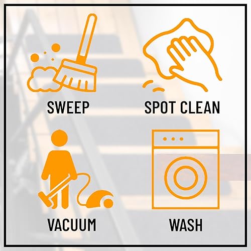 Miniatura 10 de Ottomanson Pisadas de escalera impermeables de diseño sólido lavable a máquina, 8 x 30 pulgadas, para interiores y exteriores, impermeables, para