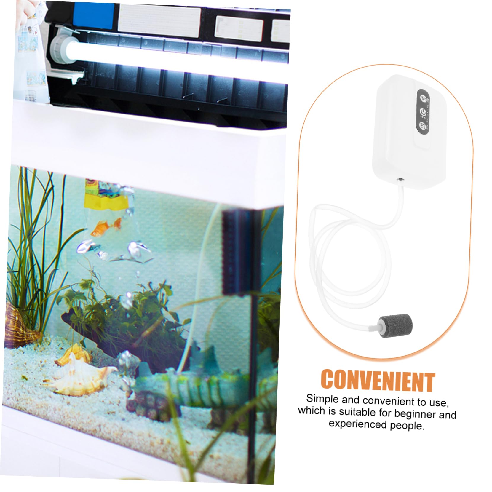 Bomba de Aire para Acuarios Pequeños Compresor Silencioso de USB para Peceras Equipamiento de Acuario de Plástico Compacto y